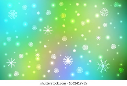Light Blue, Yellow vector template with ice snowflakes. Shining colored illustration with snow in christmas style. The pattern can be used for year new  websites.
