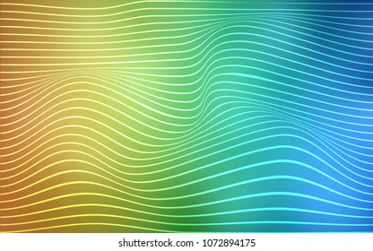 Light Blue, Yellow vector template with bent lines. Modern gradient abstract illustration with bandy lines. Brand-new design for your ads, poster, banner.