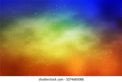 Light Blue, Yellow vector template with space stars. Glitter abstract illustration with colorful cosmic stars. Pattern for futuristic ad, booklets.
