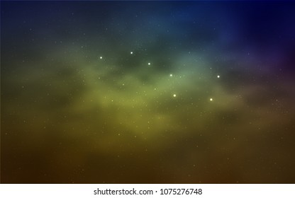 Light Blue, Yellow vector template with space stars. Glitter abstract illustration with colorful cosmic stars. Pattern for astronomy websites.