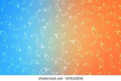 Light Blue, Yellow vector template with organic peppers. Blurred decorative design of peppers in doodle style. Design for ad, poster, banner of cafes or restaurants.