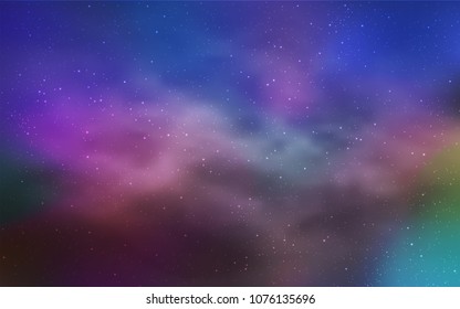 Light Blue, Yellow vector template with space stars. Glitter abstract illustration with colorful cosmic stars. Pattern for astronomy websites.