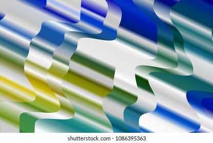 Light Blue, Yellow vector template with bent lines. A sample with blurred bubble shapes. The template for cell phone backgrounds.