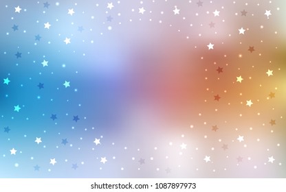 Light Blue, Yellow vector template with sky stars. Decorative shining illustration with stars on abstract template. The template can be used as a background.