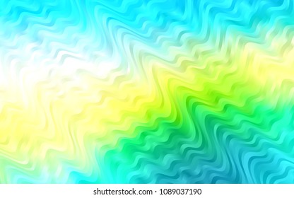 Light Blue, Yellow vector template with lines, ovals. Creative illustration in halftone marble style with gradient. Brand-new design for your ads, poster, banner.