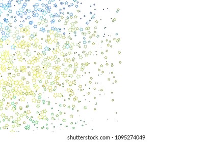 Light Blue, Yellow vector template with sky stars. Glitter abstract illustration with colored stars. The template can be used as a background.