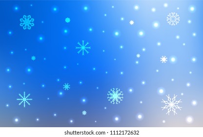 Light Blue, Yellow vector template with ice snowflakes. Decorative shining illustration with snow on abstract template. New year design for your business advert.