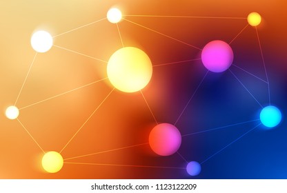 Light Blue, Yellow vector template with circles, triangles. Design with connection of dots and lines on colorful background. New design for ad, poster, banner of your website.