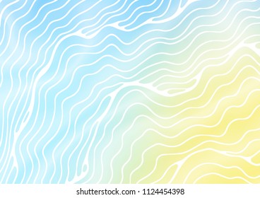 Light Blue, Yellow vector template with bent ribbons. A vague circumflex abstract illustration with gradient. Textured wave pattern for backgrounds.