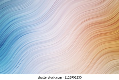 Light Blue, Yellow vector template with lines, ovals. Blurred geometric sample with gradient bubbles.  Textured wave pattern for backgrounds.