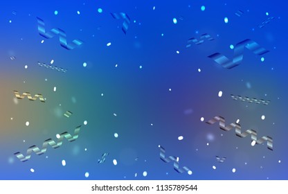 Light Blue, Yellow vector template with carnival confetti. Beautiful colored illustration with ribbon in celebration style. The template can be used as a background for postcards.