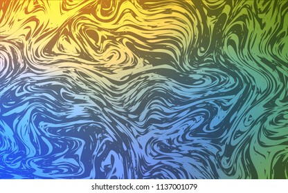 Light Blue, Yellow vector template with lava shapes. Glitter abstract illustration with wry lines. The elegant pattern for brand book.