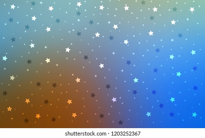 Light Blue, Yellow vector template with sky stars. Shining colored illustration with stars. Smart design for your business advert.