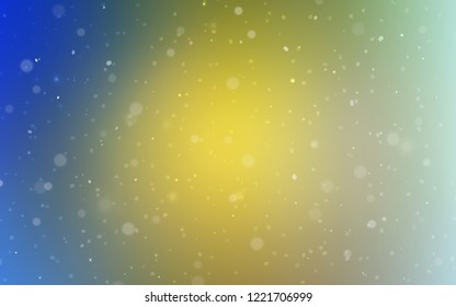 Light Blue, Yellow vector template with ice snowflakes. Glitter abstract illustration with crystals of ice. The template can be used as a new year background.