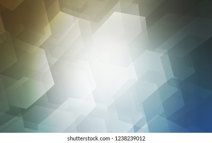 Light Blue, Yellow vector template in hexagonal style. Colorful hexagons on white backdrop. New design for website's poster, banner.