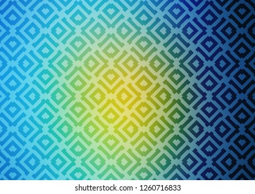 Light Blue, Yellow vector template with sticks, squares. Colorful decorative design in simple style with lines, rhombuses. Best design for your ad, poster, banner.