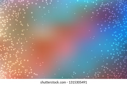 Planta vectorial amarilla, azul claro, con estrellas espaciales. Ilustración colorida con brillantes estrellas astronómicas. Patrón de anuncios futuristas, folletos.