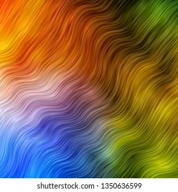 Light Blue, Yellow vector template with curved lines. Abstract gradient illustration with wry lines. Smart design for your promotions.