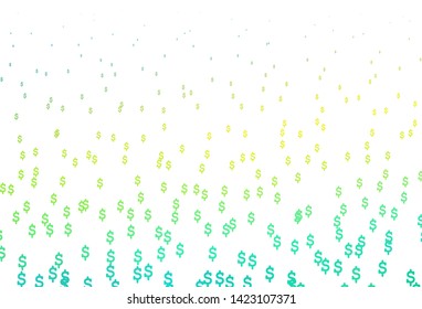 Light Blue, Yellow vector template with Dollar. Colored symbols of all currency on white background. The pattern can be used for ad, booklets, leaflets of banks.