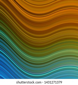 Light Blue, Yellow vector template with curved lines. Bright sample with colorful bent lines, shapes. Pattern for busines booklets, leaflets