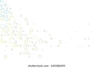 Light Blue, Yellow vector template with spots, rectangles. Abstract backdrop with colorful circles, rectangles. Template for your brand book.