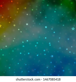Light Blue, Yellow vector template with neon stars. Shining colorful illustration with small and big stars. Design for your business promotion.