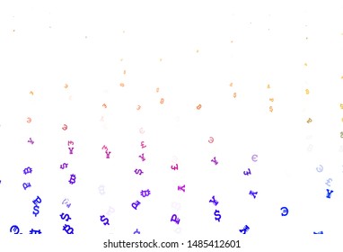 Light Blue, Yellow vector template with currency. Abstract illustration with colored financial digital symbols. Pattern for financial, investment websites.