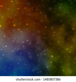 Light Blue, Yellow vector template with neon stars. Colorful illustration with abstract gradient stars. Pattern for websites, landing pages.