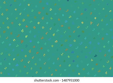 Light Blue, Yellow vector template with isolated letters. Shining illustration with ABC symbols on abstract template. Template for lettering, typography.