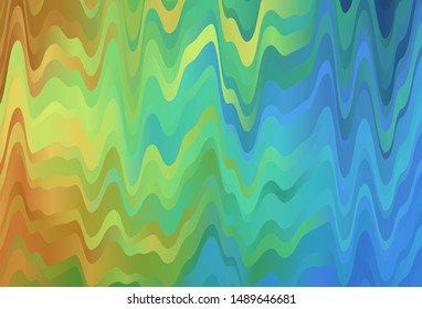 Light Blue, Yellow vector template with bent lines. A shining illustration, which consists of curved lines. Brand new design for your ads, poster, banner.
