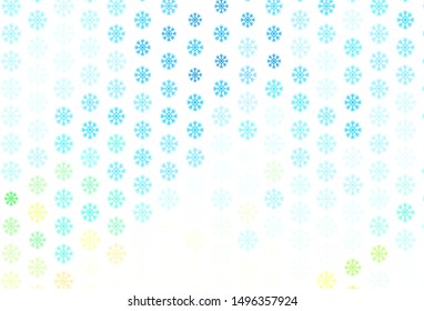 Light Blue, Yellow vector template with ice snowflakes. Colorful snowflakes with gradient on abstract background. Template for a new year background.