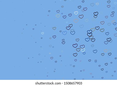 Light Blue, Yellow vector template with doodle hearts. Hearts on blurred abstract background with colorful gradient. Pattern for valentine's ad, booklets.