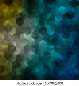 Light Blue, Yellow vector template in hexagonal style. Illustration of colored hexagons on blur surface. Pattern for texture of wallpapers.