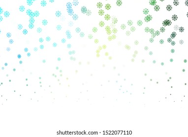 Light Blue, Yellow vector template with ice snowflakes. Colorful snowflakes with gradient on abstract background. Pattern for new year leaflets.