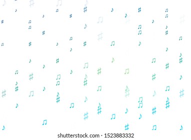 Light Blue, Yellow vector template with musical symbols. Abstract illustration with colorful symbols of melody. Pattern for school ad, booklets.