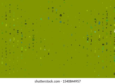 Light Blue, Yellow vector template with math simbols. Shining colorful illustration with isolated Digit signs. Pattern for ads, booklets, leaflets of education.