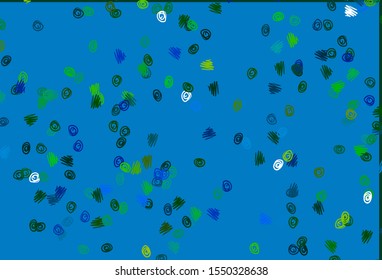 Light Blue, Yellow vector template with circles. Abstract illustration with colored bubbles in nature style. Pattern of water, rain drops.