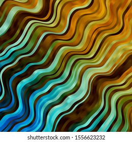 Light Blue, Yellow vector template with curves. Bright illustration with gradient circular arcs. Pattern for booklets, leaflets.