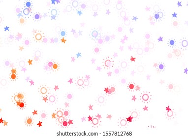 Light Blue, Yellow vector template with doodle stars, suns. Shining colored illustration with stars, suns. Best design for your ad, poster, banner.