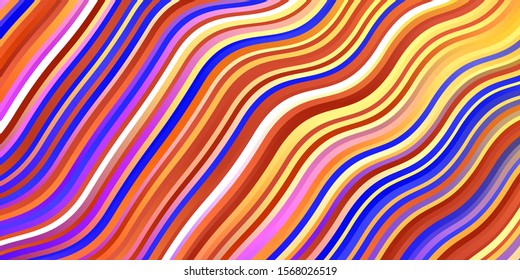 Light Blue, Yellow vector template with wry lines. Bright illustration with gradient circular arcs. Pattern for websites, landing pages.