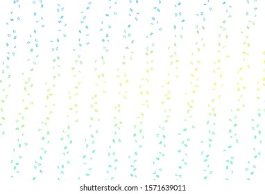 Light Blue, Yellow vector template with musical symbols. Decorative design in abstract style with music shapes. Pattern for websites of musitians.