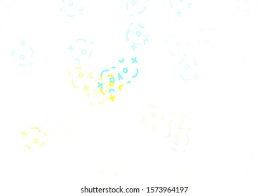 Light Blue, Yellow vector template with math simbols. Abstract illustration with colored algebra signs. Smart design for university advert.