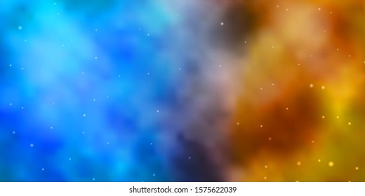 Light Blue, Yellow vector template with neon stars. Modern geometric abstract illustration with stars. Best design for your ad, poster, banner.