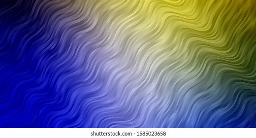 Light Blue, Yellow vector template with curved lines. Bright sample with colorful bent lines, shapes. Best design for your posters, banners.