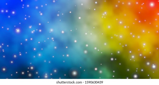 Light Blue, Yellow vector template with neon stars. Blur decorative design in simple style with stars. Pattern for websites, landing pages.
