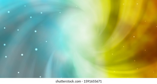 Light Blue, Yellow vector template with neon stars. Modern geometric abstract illustration with stars. Pattern for new year ad, booklets.