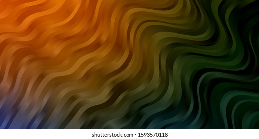 Light Blue, Yellow vector template with wry lines. Colorful abstract illustration with gradient curves. Best design for your posters, banners.
