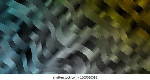 Light Blue, Yellow vector template with curved lines. Bright sample with colorful bent lines, shapes. Pattern for ads, commercials.