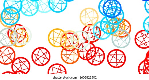 Light Blue, Yellow vector template with esoteric signs. Abstract illustration with gothic gradient shapes. Design for magic, spiritual events.