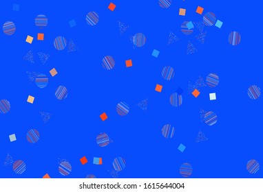 Light Blue, Yellow vector template with crystals, circles, squares. Abstract illustration with colorful dots, lines, cubes. Modern template for landing page.